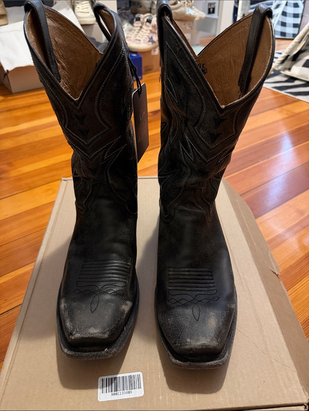 Boot Barn Men's Black Leather Western Cowboy Boots 12